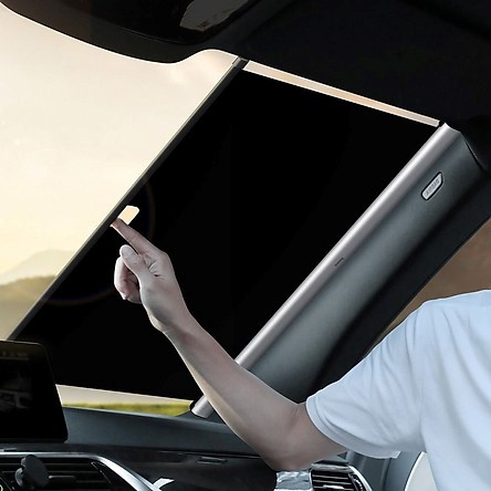 7 Tấm chắn nắng kính lái ô tô Baseus (Có thể thu vào, có cốc hút) , kích thước cao 58cm/65cm, kéo dài tối đa 1,4m, màu Bạc - Hàng chính hãng | Tiki